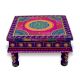 Handicraft Wooden Chourang Pooja Chowki in Purple and Pink